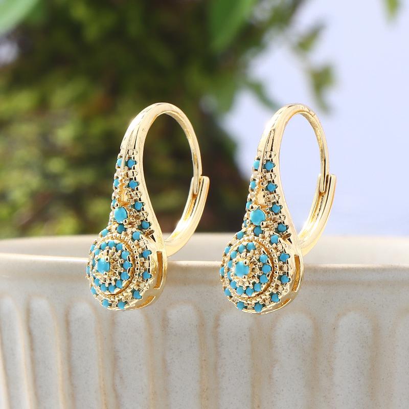Women Formal Wear Ethnic - Brincos Étnicos Criativos em Turquesa, Joias