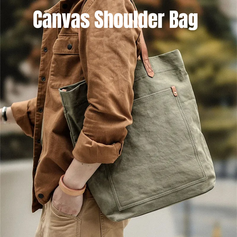 Structured Handbag Work - Bolsa Tote de Couro Canvas para