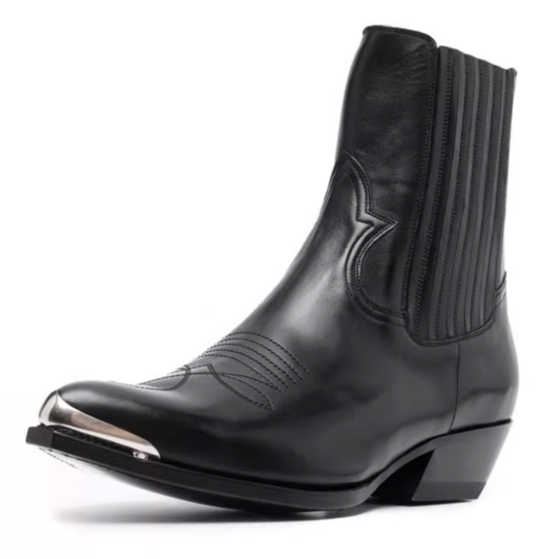 Women Formal Wear Western - Botas Chelsea Masculinas de Couro Preto