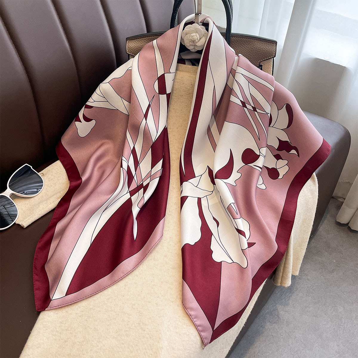 Scarf Silk Neck - Luxo 90*90cm lenço quadrado sarja seda