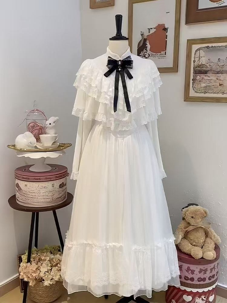Women Formal Wear Outfits - Japonês manga curta arco vestido de