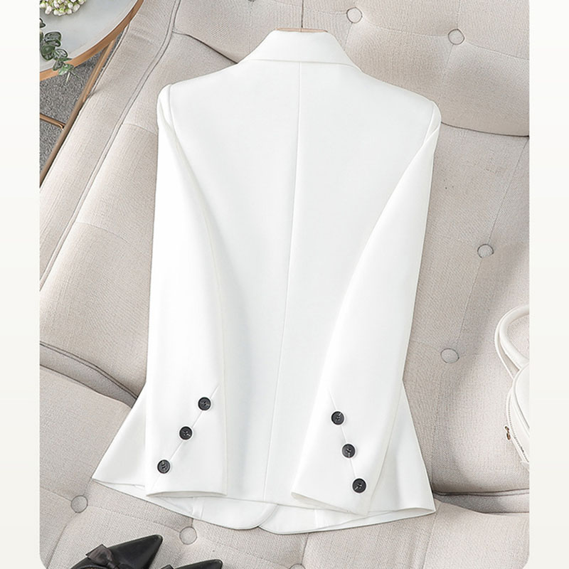 Women Formal Wear With Black Blazer - 2025 nova primavera outono branco preto