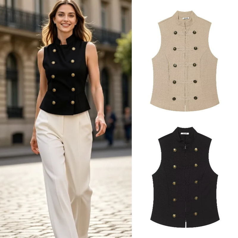 Women Formal Wear Designers - Camisa Feminina Slim Fit Sem Mangas