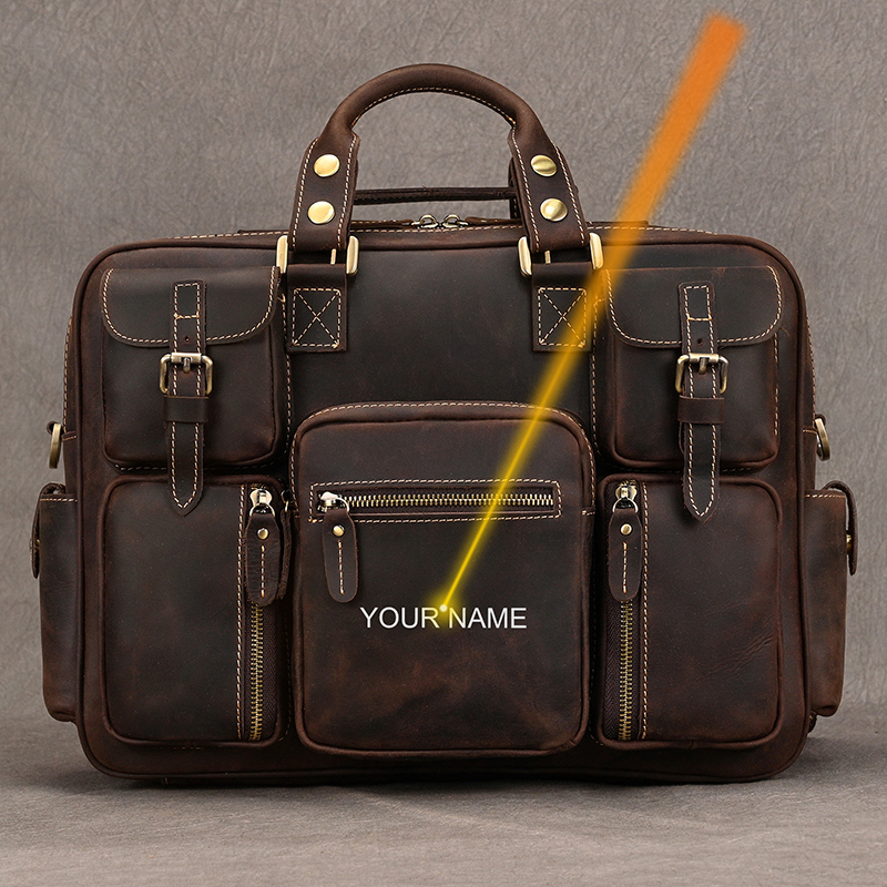 Structured Handbag Work - Luufan vintage crazy horse couro maleta