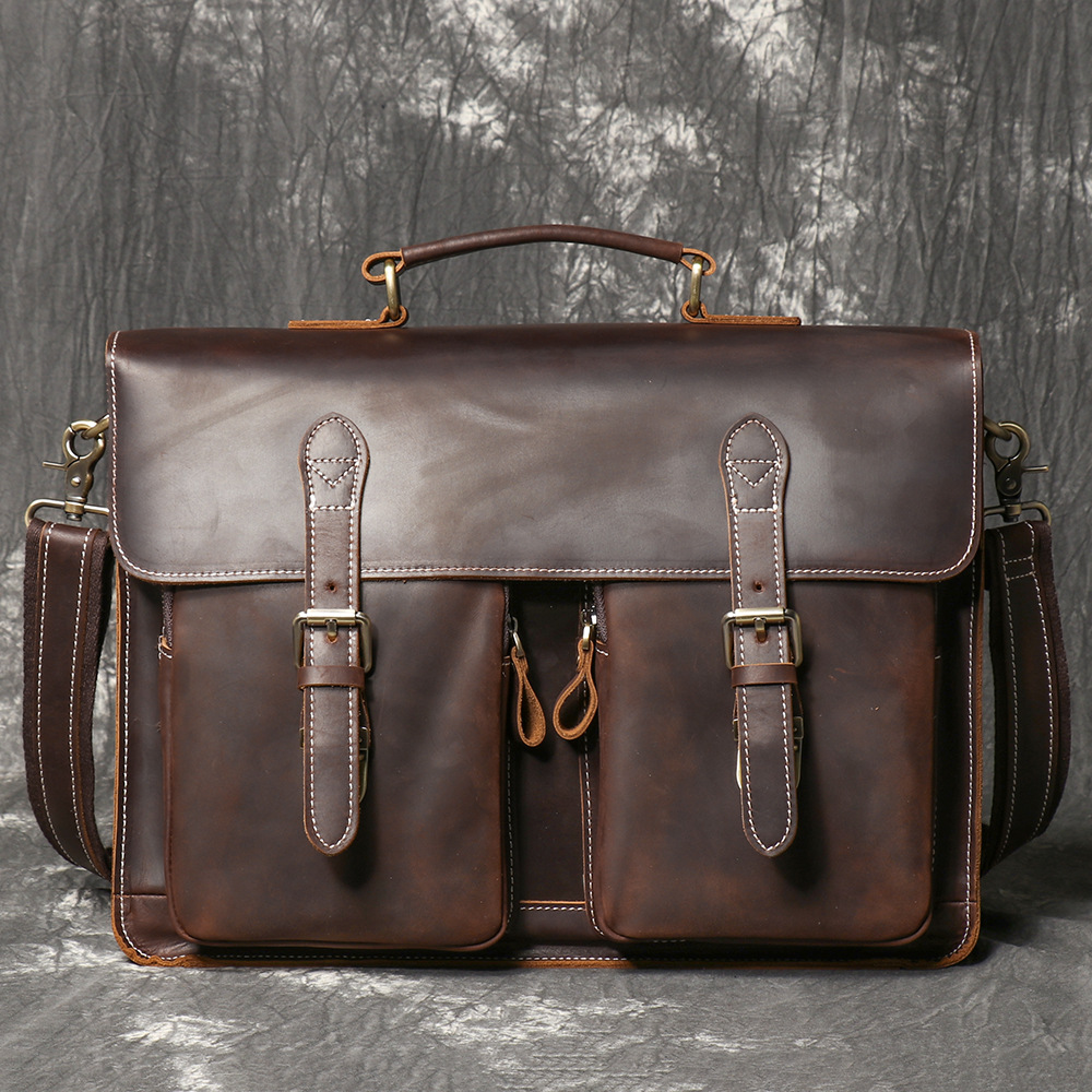 Structured Handbag Work - Vintage artesanal cavalo louco bolsa de