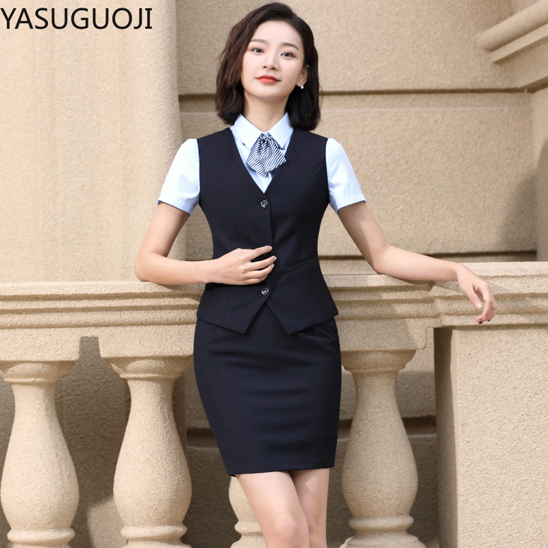 Women Formal Wear Coat - YASUGUOJI-Colete fino com decote em v