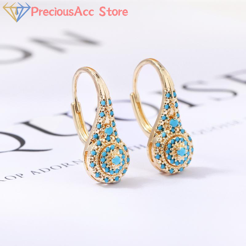 Brincos turquesa estilo étnico - Women Formal Wear Ethnic avaliação e preço