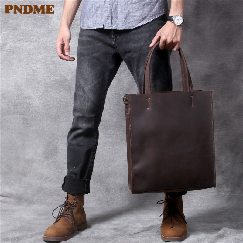 Vintage couro genuíno dos home - Structured Handbag Work avaliação e preço