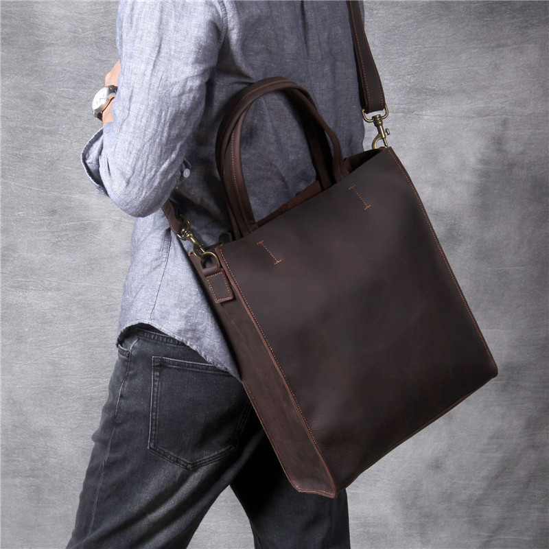Vintage couro genuíno dos home - Structured Handbag Work avaliação e preço
