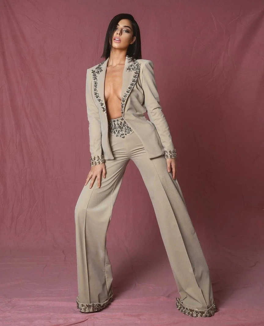 Conjunto de Mulheres com Stras - Women'S Formal Wear Jackets avaliação e preço