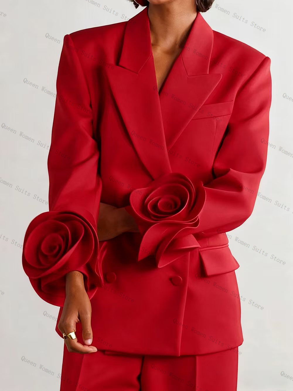 Luxo vermelho feminino terno c - Women Formal Wear Coat avaliação e preço