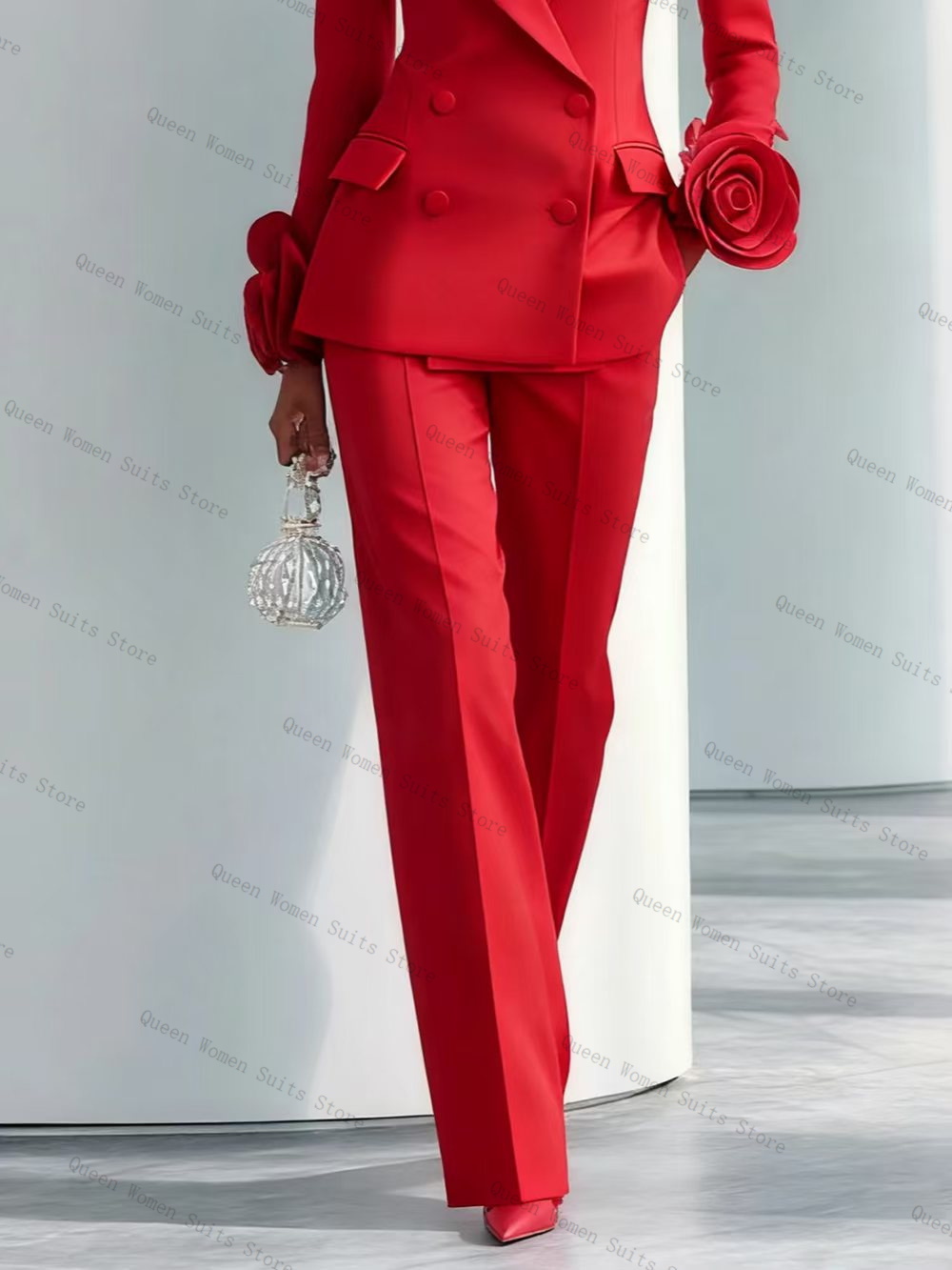 Luxo vermelho feminino terno c - Women Formal Wear Coat avaliação e preço
