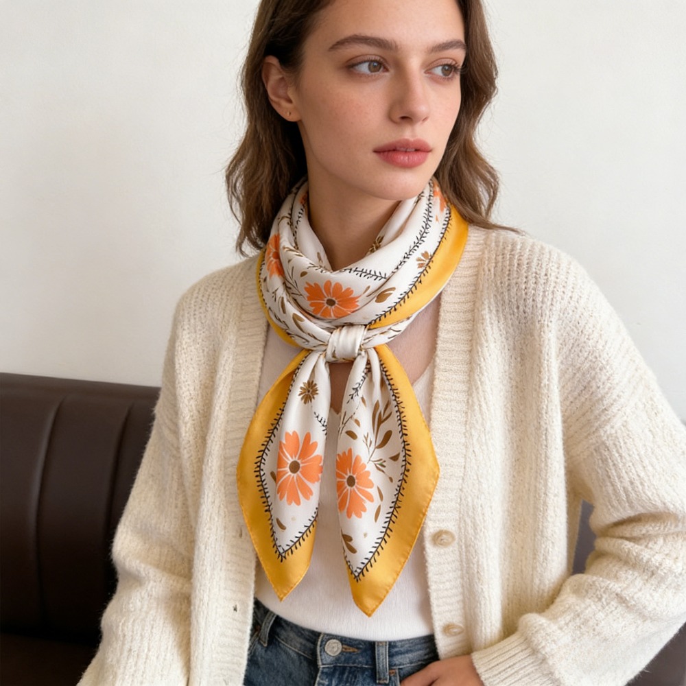 1 Peça de Lenço de Seda Estamp - Scarf Silk Neck avaliação e preço
