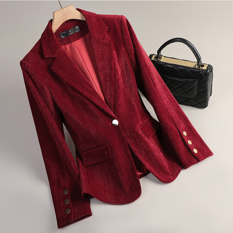 Blazer de Veludo Amarelo para  - Women Formal Wear Coat avaliação e preço