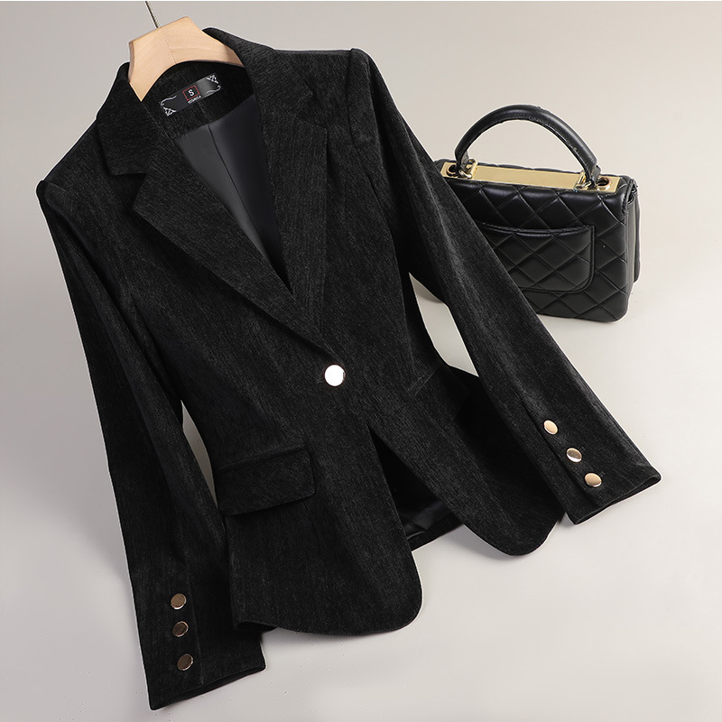Blazer de Veludo Amarelo para  - Women Formal Wear Coat avaliação e preço
