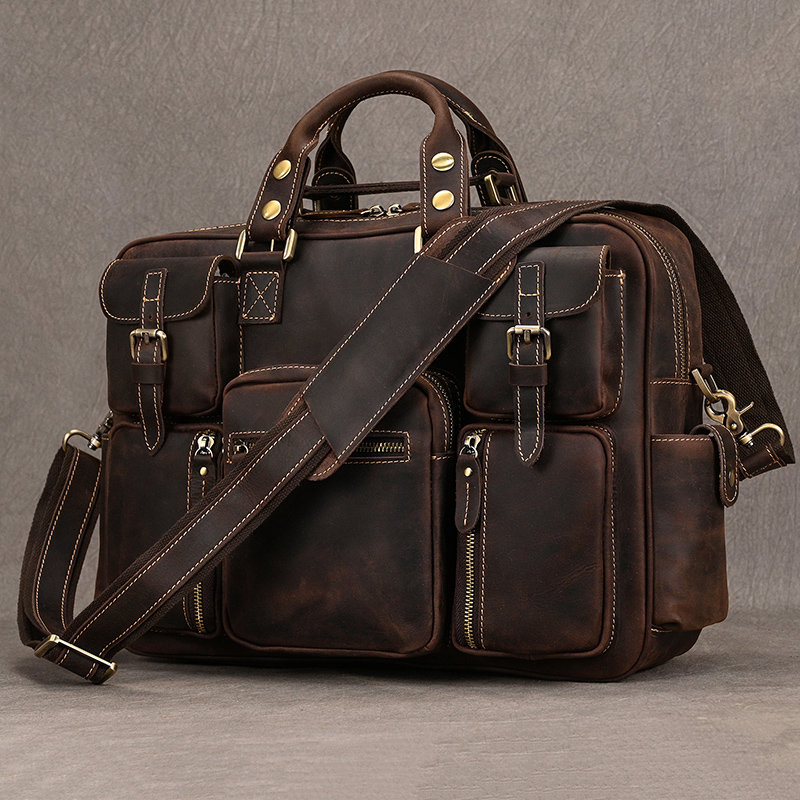 Luufan vintage crazy horse cou - Structured Handbag Work avaliação e preço