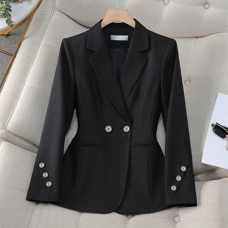 Blazer feminino de cor sólida  - Women Formal Wear With Black Blazer avaliação e preço